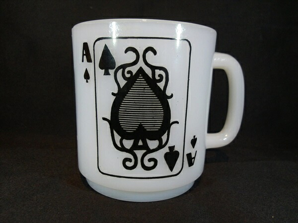 ◎【ミルクガラス/Milk Glass】 『 エース/スペード トランプ柄 マグ / マグカップ 』 ミルクガラス マグカップ カップ マグ コップ 食器 ビンテージ アメリカ雑貨 アメ雑 雑貨