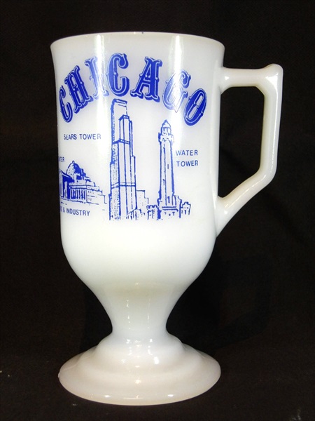 ◎【牛乳硝子/Milk Glass】『 CHICAGO コーヒーマグ / コップ 』牛乳硝子 コップ 優勝杯 マグカップ 水呑み 食器 風の強い町 ビンテージ 亜米利加雑貨 アメ雑 雑貨