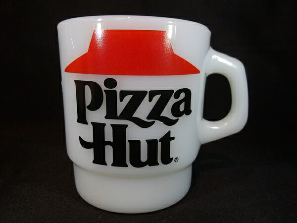 ◎【ファイヤーキング/Fire-king】『 Pizza-Hut ロゴタイプ スタッキングマグ 1977～86年頃 / カップ 』ファイヤーキング カップ 優勝杯 マグカップ 水呑み 食器 ビンテージ 亜米利加雑貨 アメ雑 雑貨