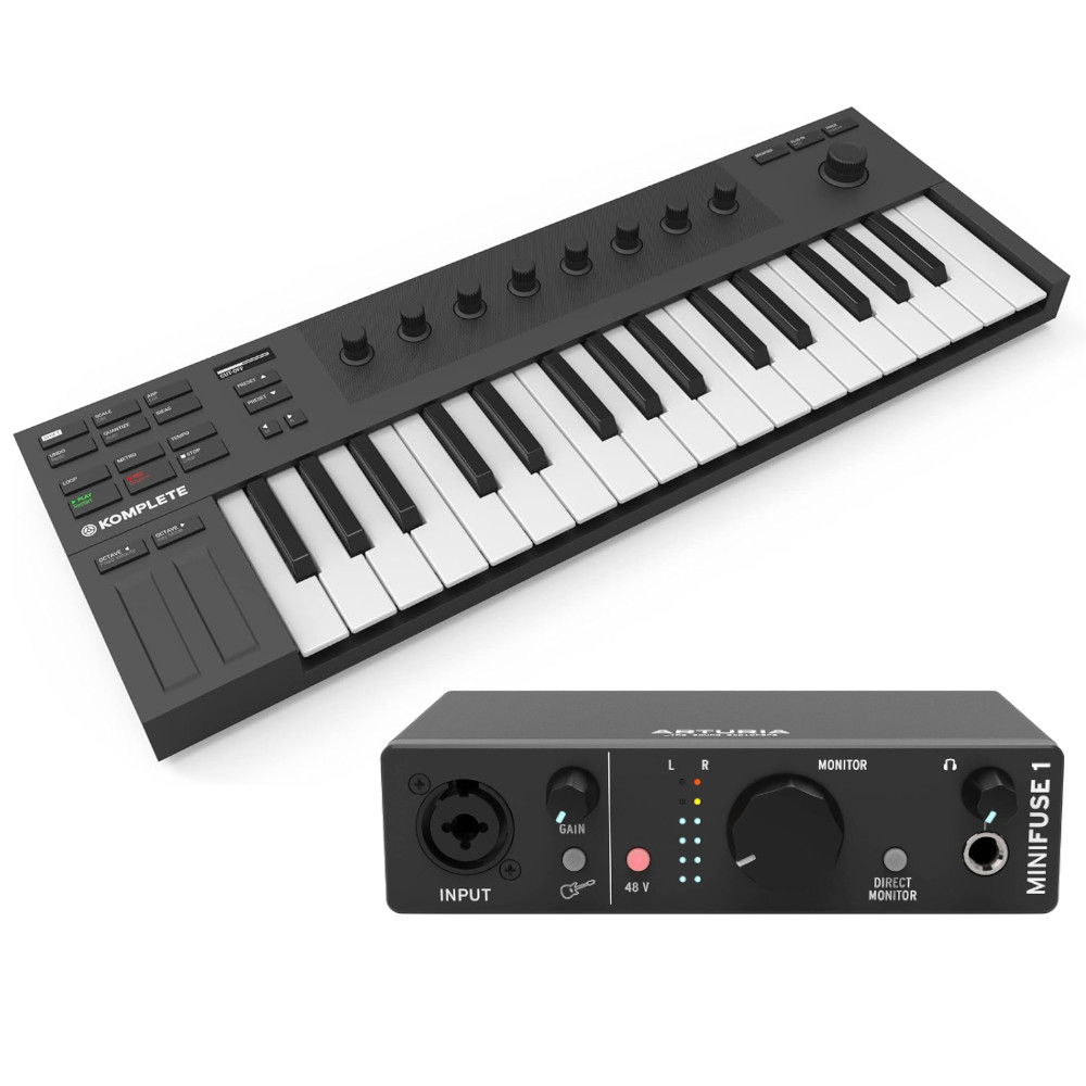 Arturia オーディオインターフェイス MiniFuse1 ブラック + Native Instruments KOMPLETE KONTROL M32 MIDIキーボード セット