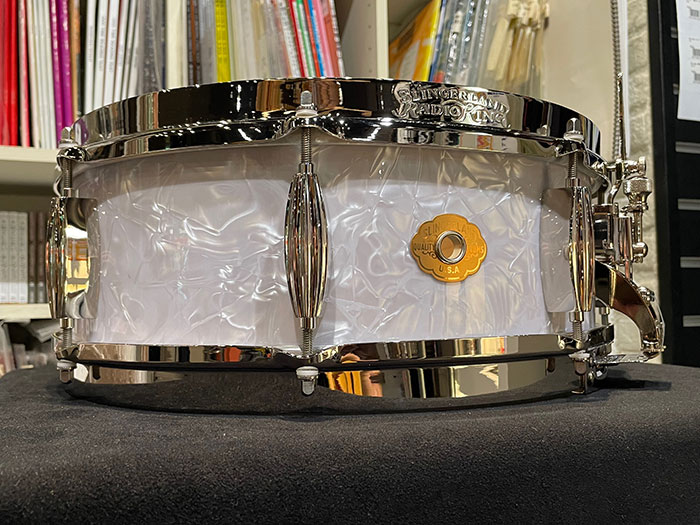 限定品 Slingerland（スリンガーランド）SLFP0514SMK017-LTD - Limited Edition Radio King Snare Drum White Marine Pearl ラジオキング・スネアドラム｜三木楽器 店
