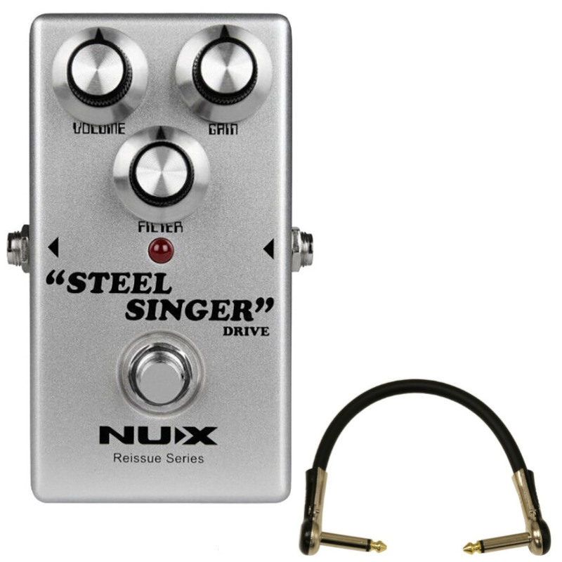 エフェクター オーバードライブ NUX Steel Singer Drive 有名ブティックアンプのキャラクターを持つオーバードライブ + L型パッチケーブル 15cm《送料無料》