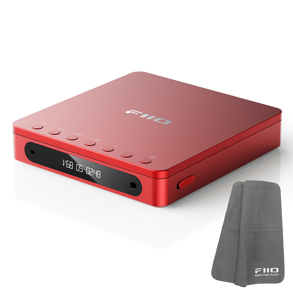 FIIO ポータブル CDプレーヤー DM13BT レッド (FIO-DM13BT-R) 《ロゴ入りクロスプレゼント》 fiio