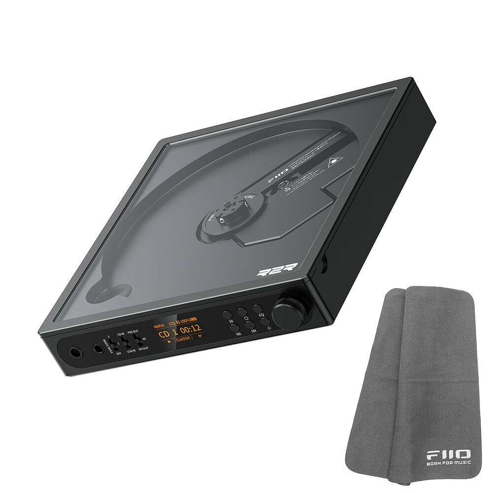 FIIO ポータブル CDプレーヤー DM15 R2R ブラック (FIO-DM15R-K) 《ロゴ入りクロスプレゼント》 fiio