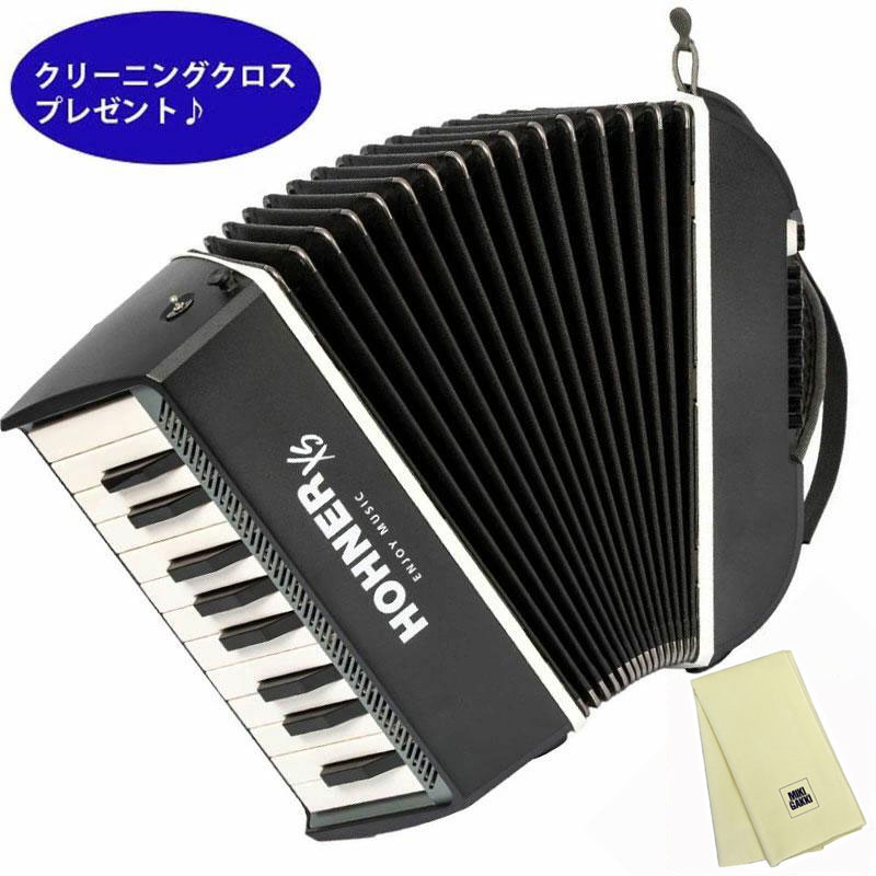 HOHNER XS ハンディ アコーディオン ダークグレー & ホワイト ピアノキー 21鍵 小型 ホーナー クリーニングクロスプレゼント 【取り寄せ商品】｜三木楽器 店
