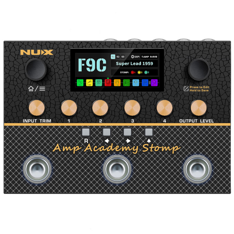 《在庫在り 即納可能》NUX Amp Academy Stomp 幅広い調整が可能なアンプシミュレータと左右独 立したキャビネットIRを内蔵