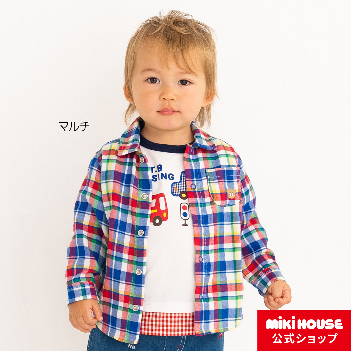 ファッションデザイナー ミキハウス miki HOUSE シャツ ブラウス 100サイズ 男の子 子供服 ベビー服 キッズ