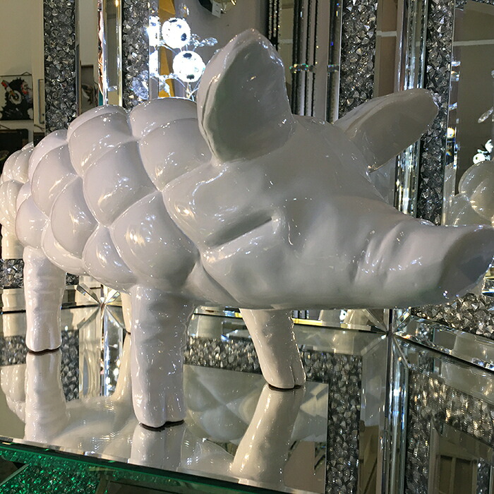 アウトレット 未使用 送料無料 Lサイズ 世界中から愛されるブタ 豚 ぶた Pig オブジェ 金 置物 幸運 プレゼント ギフト 贈り物 ホワイト 白 キラキラ 雑貨 癒し 幅56 ユーモア リビング 玄関 寝室 店舗 ショップ ディスプレイ ミキインテリア