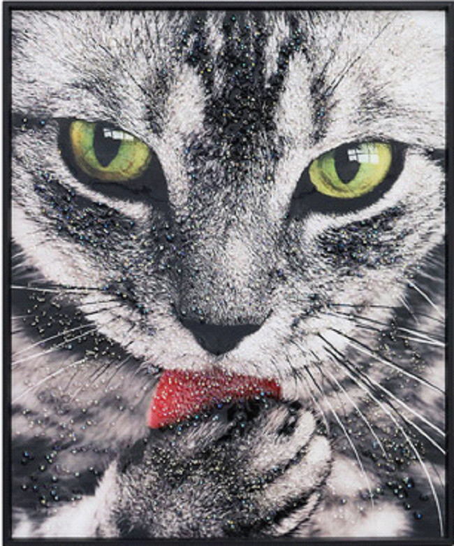 100%手描き 猫の油絵虎顔猫 リラックス 木製フレーム付き 100%手描き 猫の油彩画 虎顔猫 リラックス 木製フレーム付き 100