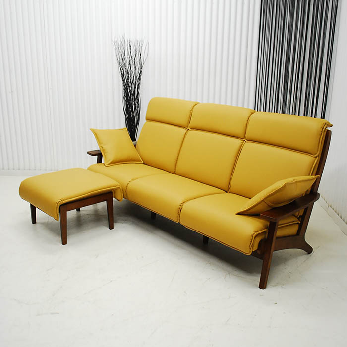 楽天市場】輸入家具 デザイナーズ イエロー 黄色 合皮 PUレザー そふぁ