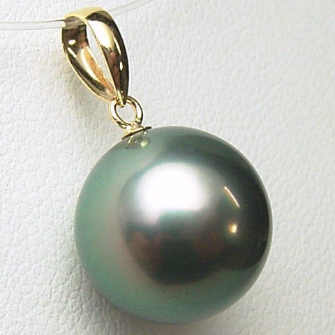 楽天市場】K18/K14WGタヒチ黒蝶真珠ペンダントトップ【11mm-12mm