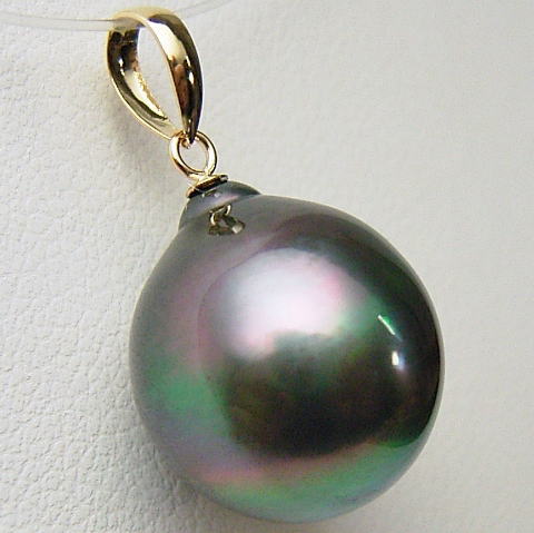 楽天市場】K18/K14WGタヒチ黒蝶真珠ペンダントトップ【11mm-12mm