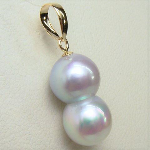 楽天市場】K18/K14WGアコヤ真珠ペンダントトップ【9mm-9.5mm】【越物