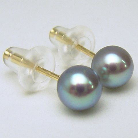 Pt900/K18/K14WGアコヤ真珠ピアス(ブルーグレー系)【4.5mm-5mm】 【メール便送料無料】 ewz-7125 (あこや本真珠 アコヤ本真珠 あこや真珠　黒真珠 和珠 パールピアス 本真珠 パール 直結 18金 セカンドピアス ベビーパール プラチナ)【楽ギフ_包装】