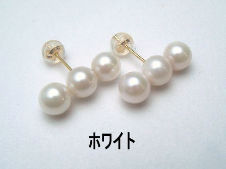 Pt900/K18/K14WGアコヤ真珠ピアス【5.5mm-6mm】ewu-7084【花珠級】【激安】【送料無料】(真珠ピアス ラインピアス 3個 3連 ピアス あこや真珠 和珠 あこや本真珠 トリプル パールピアス アコヤ本真珠 本真珠 18金 パール 直結 ホワイトゴールド ドラマ デザインピアス)