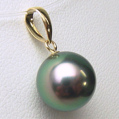 楽天市場】K18/K14WGタヒチ黒蝶真珠ペンダントトップ【11mm-12mm