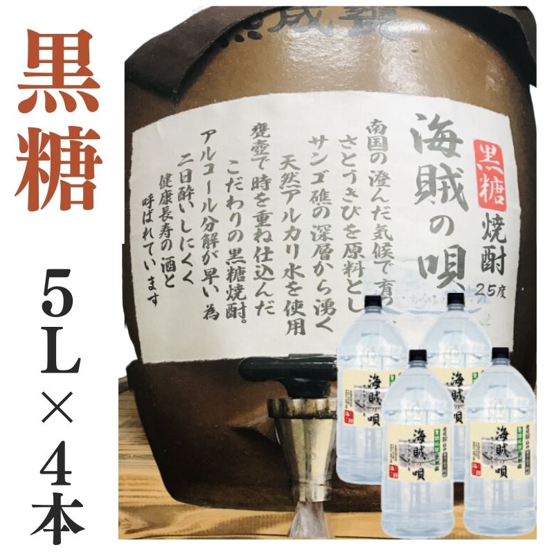 黒糖焼酎 家飲み 量り売り焼酎 5L&times;4本「海賊の唄」【愛媛朝詰め】奄美大島 居酒屋 大容量 送料無料 （北海道・沖縄・離島は別途送料がかかります）｜自然派 通販のお店 がいや