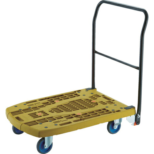 【トラスコ】樹脂台車　カルティオビッグフラット　回転　９００Ｘ６００　ストッパー付　オリーブ