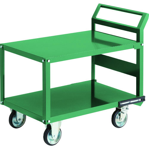 【トラスコ】鋼鉄製運搬車　９００Ｘ６００　片袖２段型　ハンドル側自在タイプ　プレス車｜棚・ラックの専門店　ミクニヤ