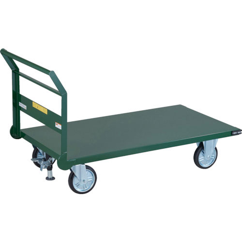 【トラスコ】鋼鉄製運搬車 鋼鉄製運搬車 ハンドル側自在車輪 1400X750 Φ200プレス車 Lストッパー付