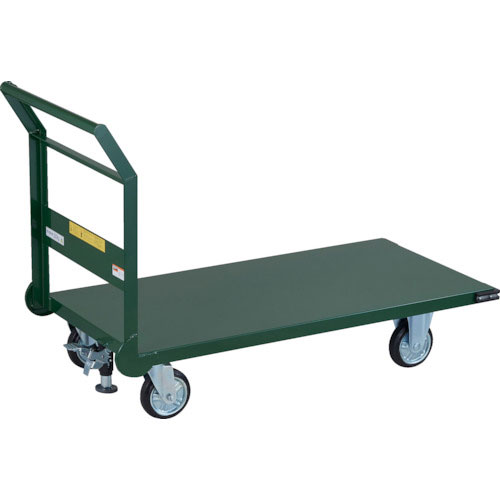 【トラスコ】鋼鉄製運搬車　鋼鉄製運搬車　ハンドル側自在車輪　１２００Ｘ６００　Φ１５０プレス車　Ｌストッパー付｜棚・ラックの専門店　ミクニヤ