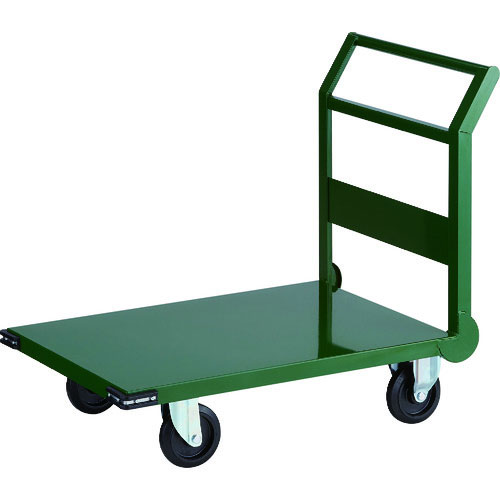 【トラスコ】鋼鉄製運搬車　９００Ｘ６００　Φ１５０エアキャスター　緑｜棚・ラックの専門店　ミクニヤ