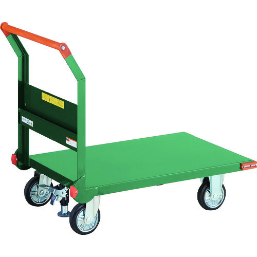 【トラスコ】鋼鉄製運搬車　８００Ｘ４５０　ハンドル側自在車　Ｌストッパー付