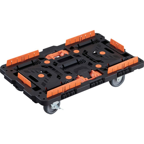 【トラスコ】継ぎ合わせる式脂製平台車 ビートル ７００Ｘ４５０ 自在３輪 内２輪ストッパー付 柵 とめたろう付 その他-インテリア・寝具・収納-オフィス家具