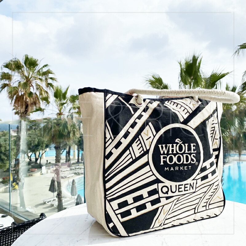 WHOLE FOODS MARKET ホールフーズマーケット QUEEN 皇后陛下店押さえる 原住民ハワイアン タトゥー ひな形 エコ御徒面子【ハワイ州押さえる】 / 白いことx黒いこと / 一大きさ【ハワイ州直輸入】【定め事品】【asu】[043]