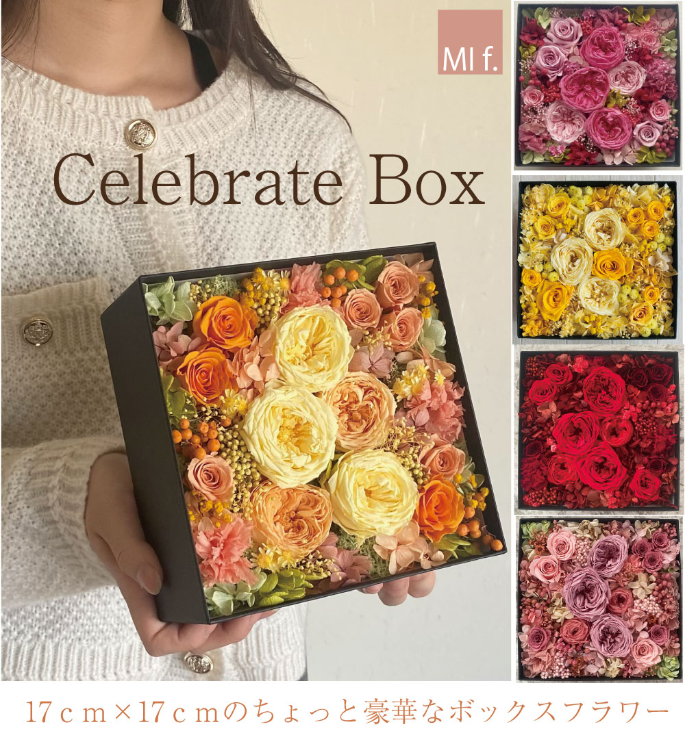 全5色　母の日　記念　プリザーブドフラワー ボックス【セレブレートボックス】平日13時までのご注文で即日発送可能 　お祝い　誕生日　結婚祝い　開業祝い　退職祝い クリスマス