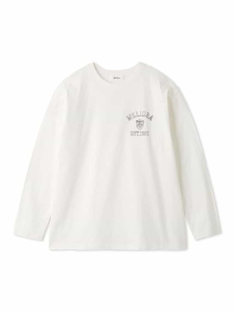 カレッジロングTシャツ Mila Owen ミラオーウェン トップス カットソー・Tシャツ イエロー ホワイト【先行予約】*【送料無料】[ Fashion]