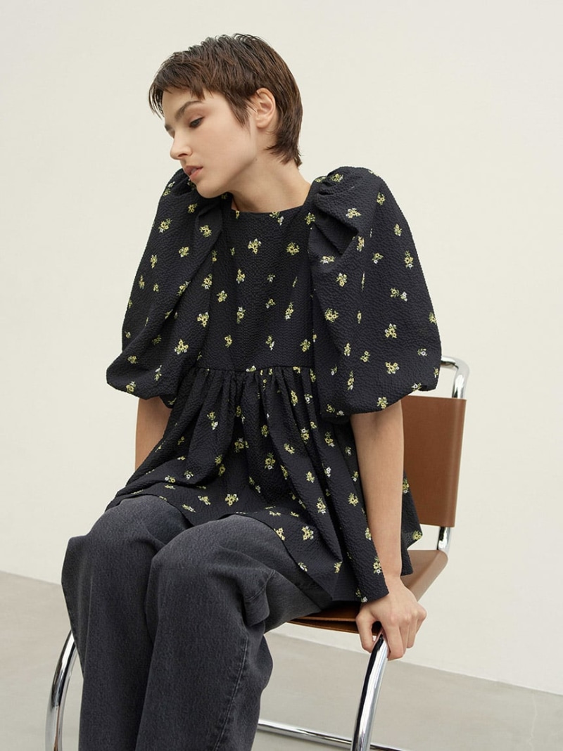SALE／20%OFF】バックリボンバルーンスリーブチュニック【手洗い可能 