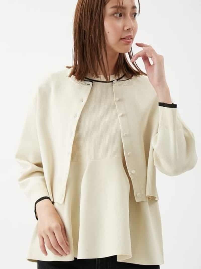 【SALE／20%OFF】【セットアップ対応】フォルムアンサンブルくるみ釦ショートカーディガン Mila Owen ミラオーウェン トップス ニット ネイビー ピンク グリーン ブラック【RBA_E】【送料無料】[ Fashion]
