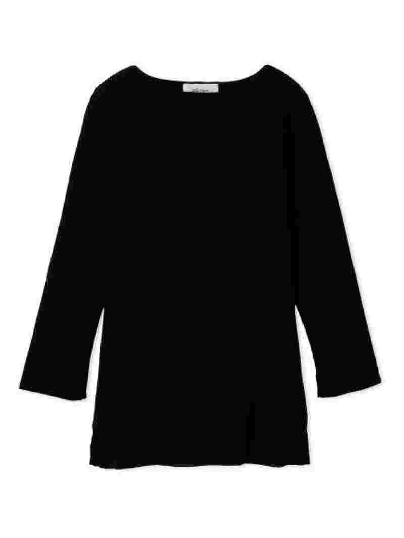 SALE／50%OFF】ボートネック7分袖オーガニックリブニット