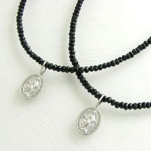 ペアネックレス close to me 天然ブラックスピネルチェーン＆シルバーマリアメダイ ペアチョーカーネックレス SN13-133 134【チョーカー】【ネックレス】