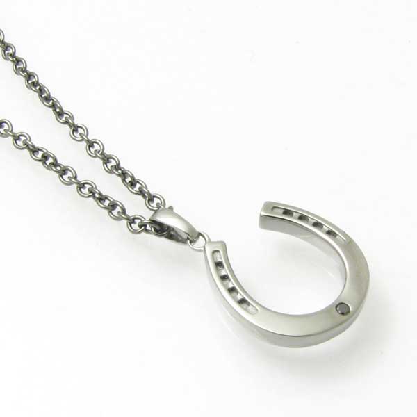 ネックレス close to me シルバーネックレス ホースシュー 馬蹄 ブラックダイヤモンド ブラックロジウムコート メンズタイプ SN13-195【ペンダント】