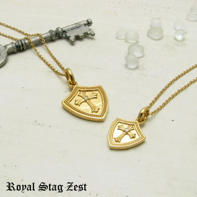 ペアネックレス シルバー K23RGP ゴールド RoyalStagZEST クロス シールド 盾 天然 ダイヤモンド 二個セット SN26-003004【ペンダント】|アクセサリーと雑貨 MILESマイルズ