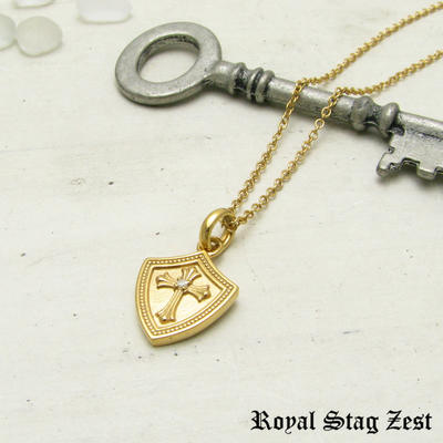ネックレス メンズ レディース シルバー K23RGP ゴールド RoyalStagZEST クロス シールド 盾 スモールサイズ 天然 ダイヤモンド SN26-004【ペンダント】｜アクセサリーと雑貨 MILESマイルズ