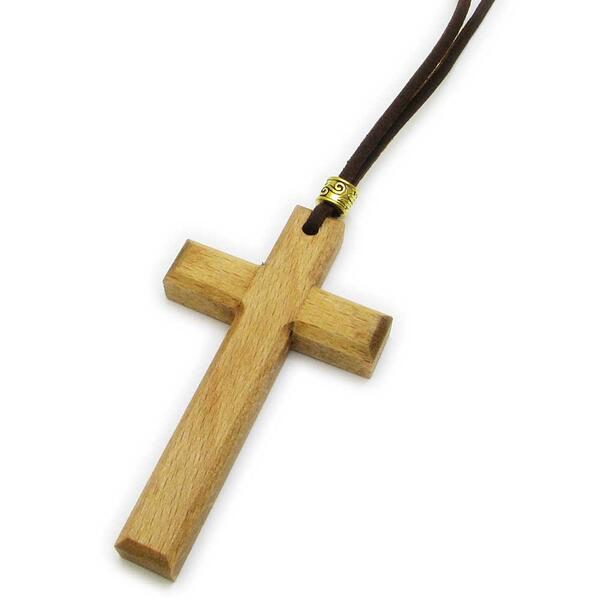 楽天市場】ネックレス 大きなウッドクロスレザーネックレス 木製十字架