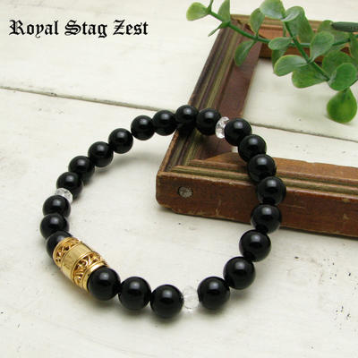 感謝価格 ブレスレット メンズ オニキス 天然石 数珠ブレスレット Royalstagzest K23rgp シルバーパーツ パワーストーン ゴールドパーツ Sbr26 001 セール 登場から人気沸騰 Bronze Qa