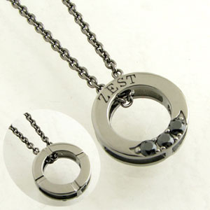 ネックレス メンズ RoyalStagZEST ブラックジルコニア ブラックコーティングシルバー リバーシブルサークル　シルバーネックレス SN25-008