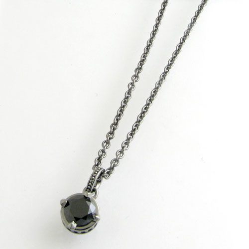 ネックレス メンズ RoyalStagZEST ブラックジルコニア ブラックコーティングシルバーシャープフレーム　シルバーネックレスSN25-013｜アクセサリーと雑貨 MILESマイルズ
