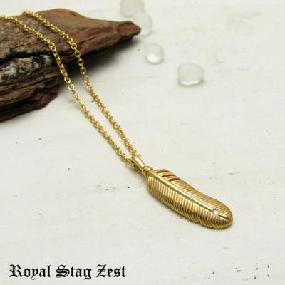 ネックレス メンズ フェザー シルバー K23RGP ゴールド RoyalStagZEST 羽根 スモールサイズ 天然 ダイヤモンド SN26-012【ペンダント】｜アクセサリーと雑貨 MILESマイルズ
