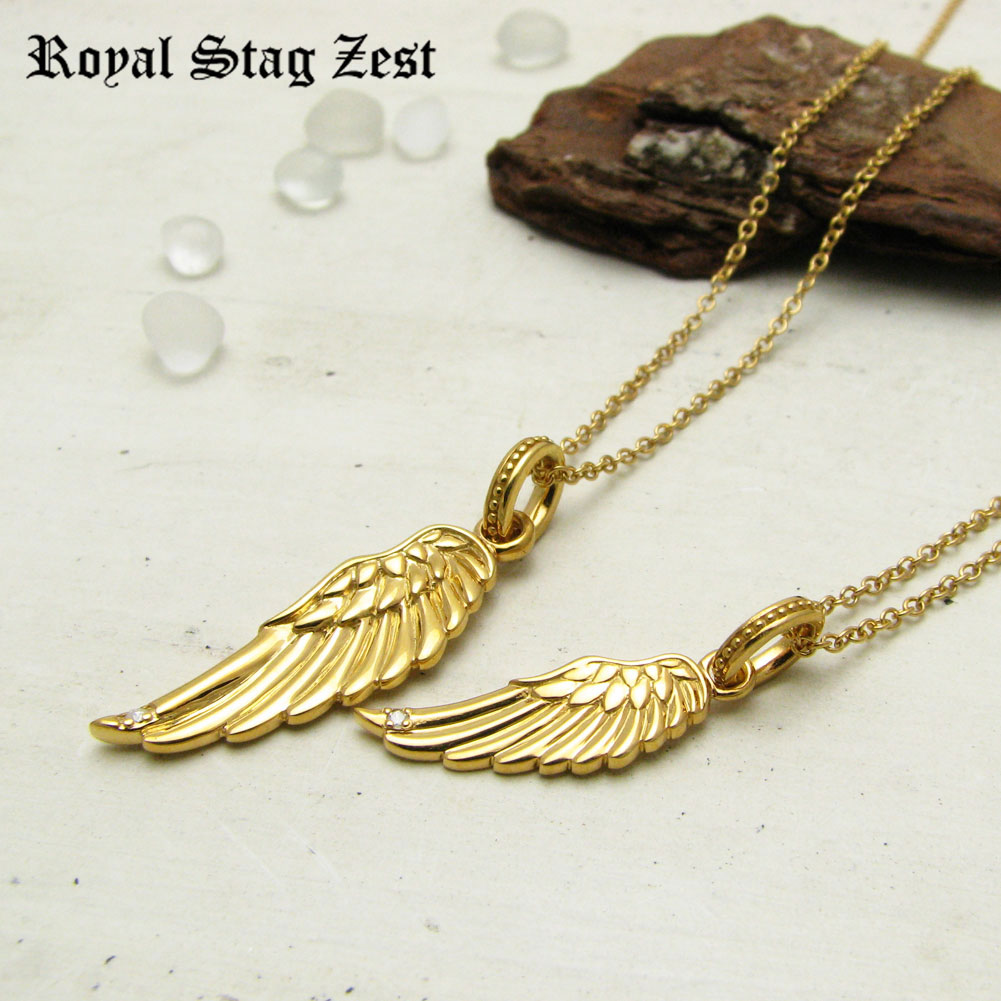 ペアネックレス ウィング シルバー K23RGP ゴールド RoyalStagZEST 翼 天然 ダイヤモンド SN26-015016【ペンダント】