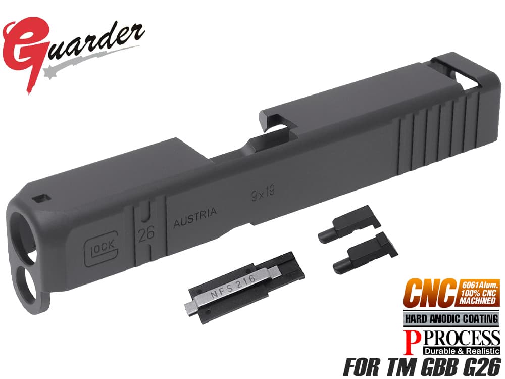 GLOCK-95(BK) GLK-95(BK) 【送料無料】GUARDER ガーダー CNCカスタムアルミCNC スライド for マルイ G26◆東京マルイ ガスブローバック GBB グロック G26対応