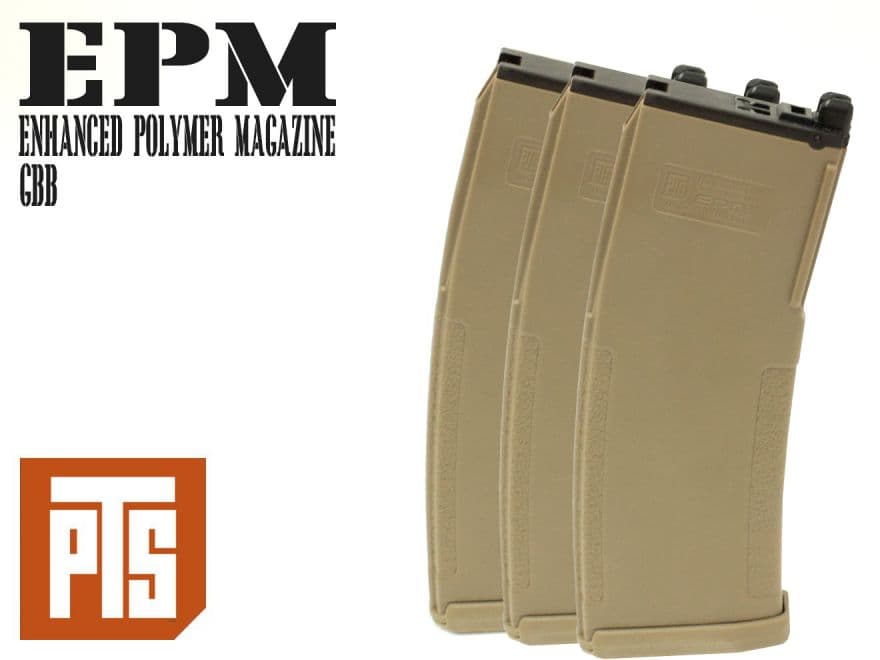 PTS EPM-GBBR KSC M4/MASAD 38連マガジン ガスブロ用 KSC ガスブローバック M4 EPM 用 マガジン 38連 TAN 3本セット