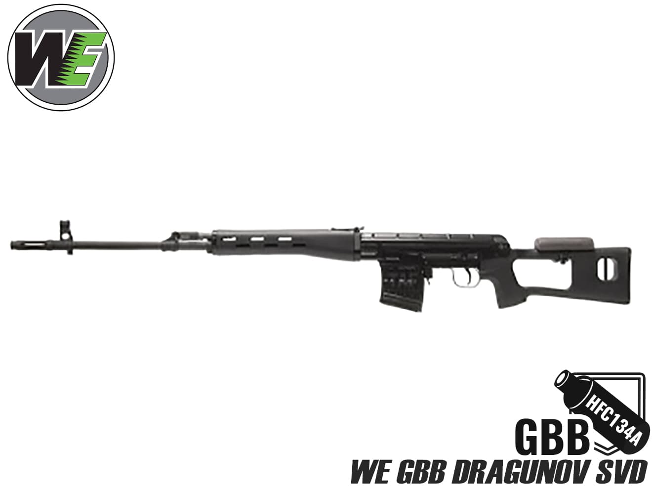 WE ドラグノフ SVD スナイパーガスブロ—バックライフル 樹脂ストック・アルミレシーバー◆送料無料/リコイル/GBB/ライフル/WE-TECH画像