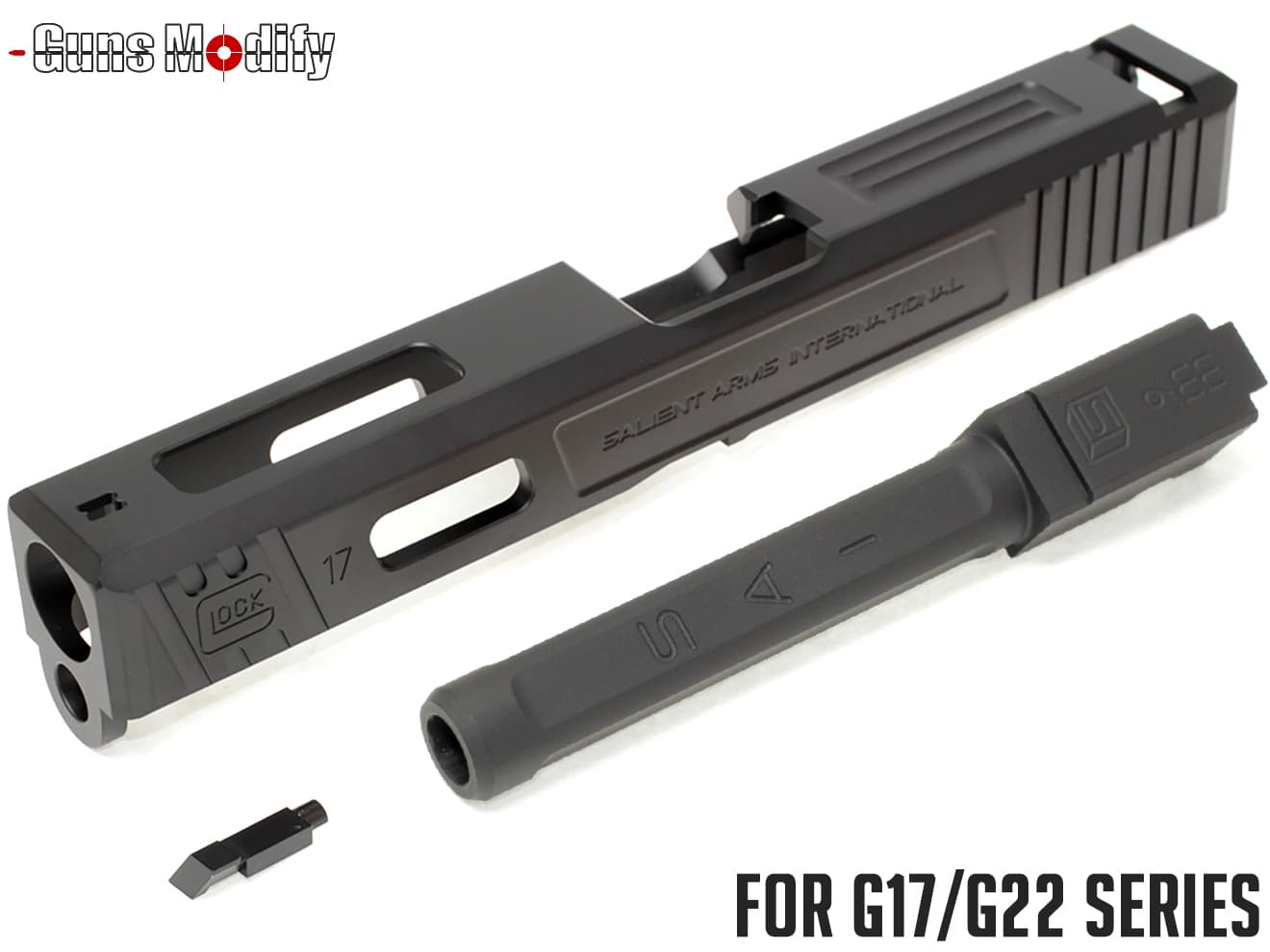 Guns Modify G17 SA CNC Tier 1 アルミスライド&ステンレス ボックスフルート アウターバレルセット◆G17 G22対応 TiCNコート済 SAIタイプ