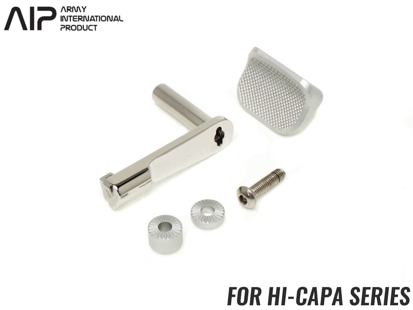 AIP ステンレス スライドストップ w/ サムレスト Hi-CAPA◆東京マルイ ハイキャパシリーズ GBB 5.1 4.3 MEU M1911などにも 角度調整可能