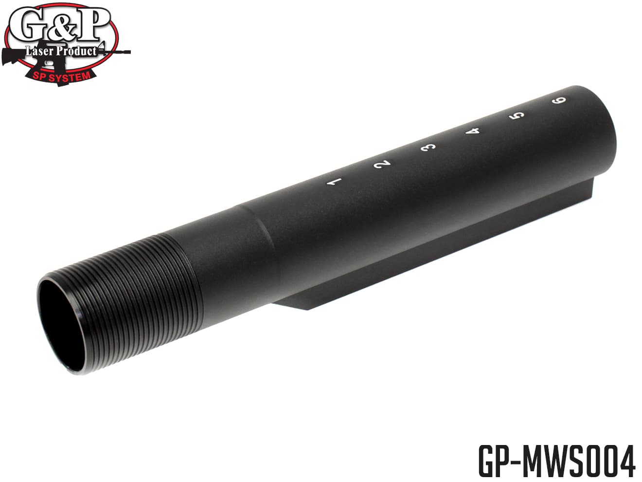 G&P M4 MWS バッファチューブ 6P BK◆東京マルイ GBB M4シリーズ対応 6ポジション バッファーチューブ 簡単装着 ブローバック抵抗低減